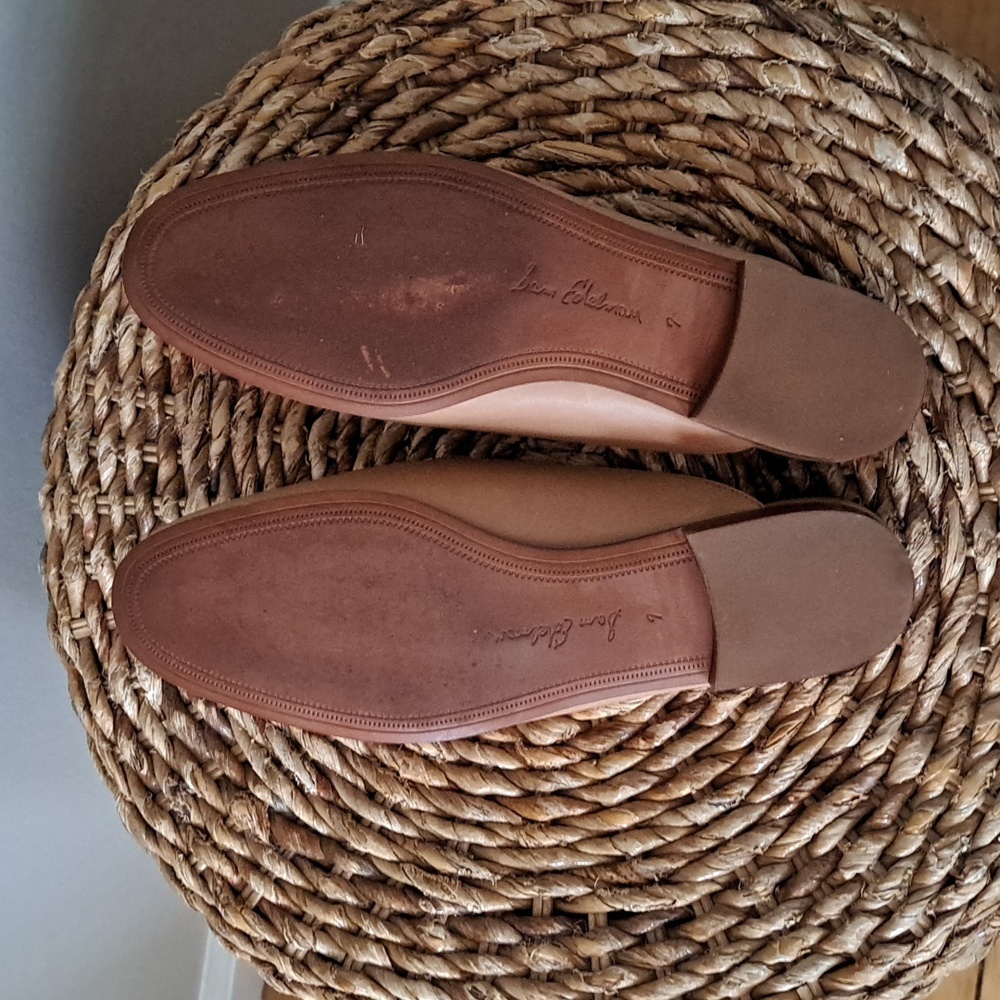 Sam Edelman Womens Linnie Sand Tan Leather Mules Gold Metal Cross Bit S-7 - Picture 7 of 9
